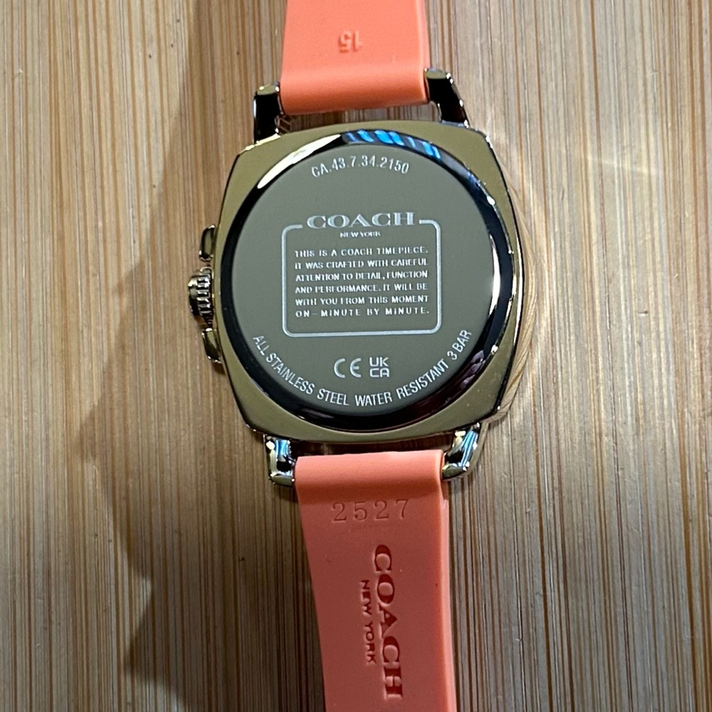 Coach Boyfriend Watch With 34mm Golden Face & Orange Silicone Band - Picture 4 of 7
